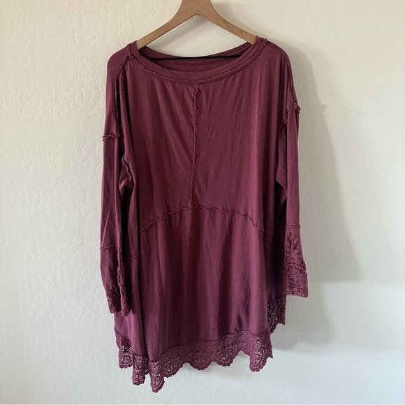Free People Oversized Lace Long Sleeve Tunic top - Picture 3 of 8